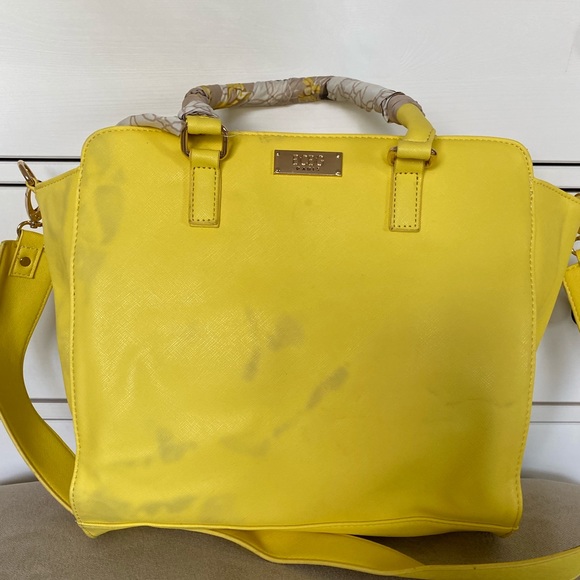 Yellow BCBG Large Tote Bag with Scarf Handles - Picture 7 of 10